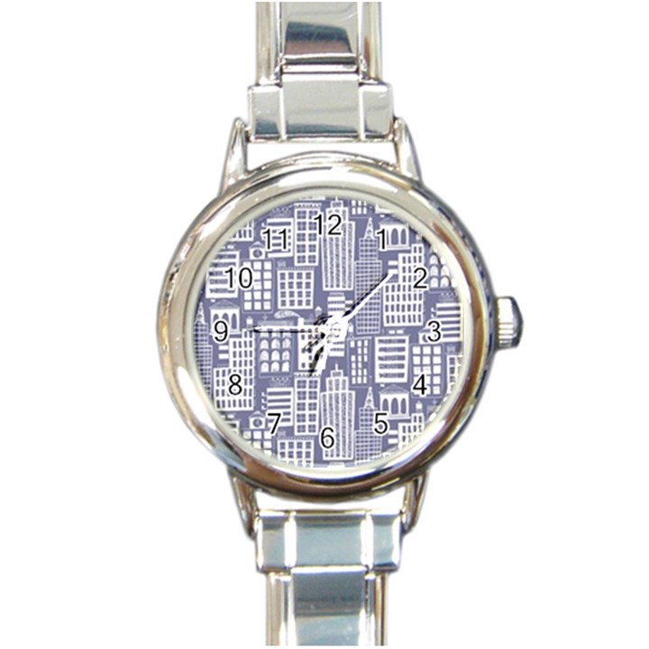 Building Citi Town Cityscape Round Italian Charm Watch