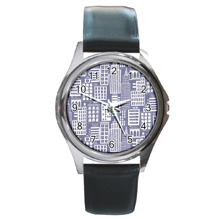 Building Citi Town Cityscape Round Metal Watch