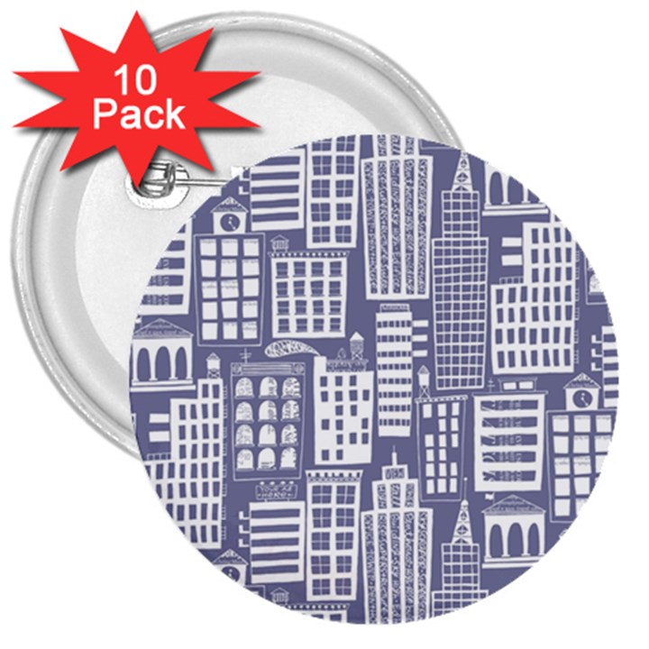 Building Citi Town Cityscape 3  Buttons (10 pack) 