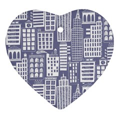 Building Citi Town Cityscape Heart Ornament (Two Sides)