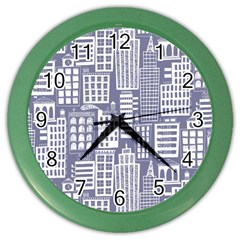 Building Citi Town Cityscape Color Wall Clocks