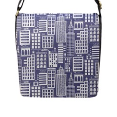 Building Citi Town Cityscape Flap Messenger Bag (l)  by Mariart