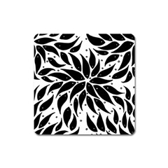 Flower Fish Black Swim Square Magnet by Mariart