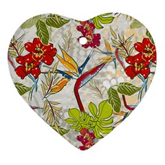 Flower Floral Red Green Tropical Ornament (heart)