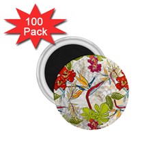 Flower Floral Red Green Tropical 1 75  Magnets (100 Pack)  by Mariart