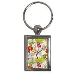 Flower Floral Red Green Tropical Key Chains (rectangle)  by Mariart