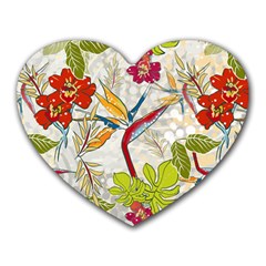 Flower Floral Red Green Tropical Heart Mousepads