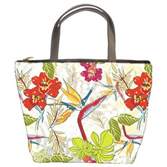 Flower Floral Red Green Tropical Bucket Bags by Mariart