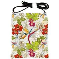 Flower Floral Red Green Tropical Shoulder Sling Bags by Mariart