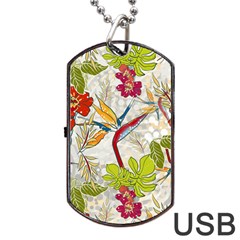 Flower Floral Red Green Tropical Dog Tag Usb Flash (two Sides)