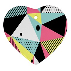 Geometric Polka Triangle Dots Line Ornament (heart)