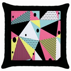 Geometric Polka Triangle Dots Line Throw Pillow Case (black) by Mariart