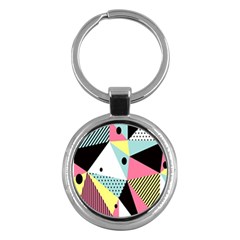 Geometric Polka Triangle Dots Line Key Chains (round) 