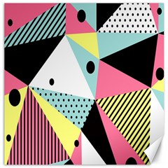 Geometric Polka Triangle Dots Line Canvas 16  X 16   by Mariart