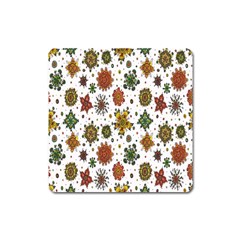 Flower Floral Sunflower Rose Pattern Base Square Magnet by Mariart