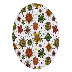 Flower Floral Sunflower Rose Pattern Base Oval Ornament (two Sides) by Mariart