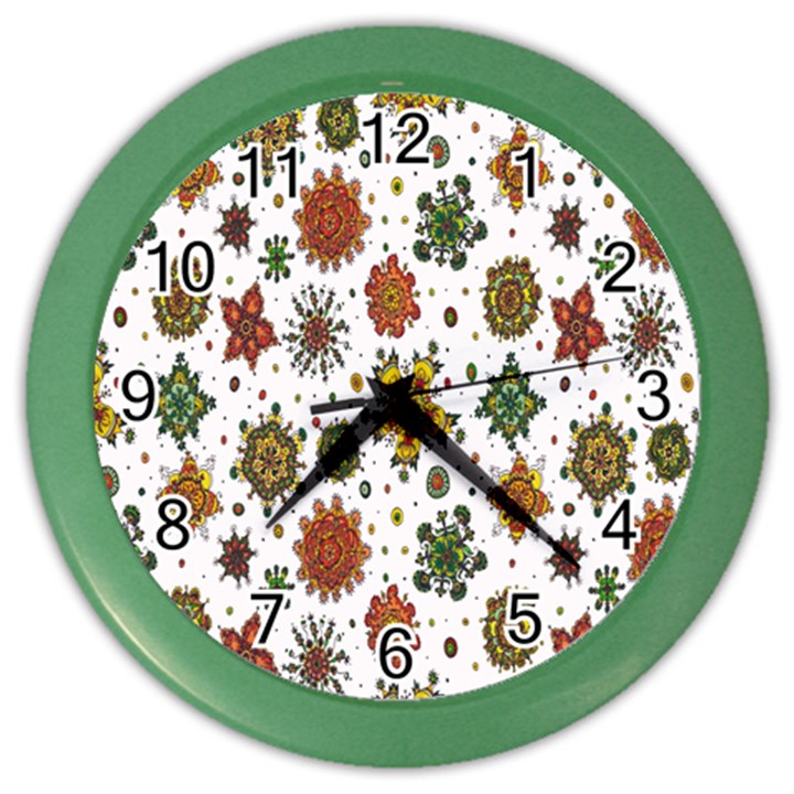 Flower Floral Sunflower Rose Pattern Base Color Wall Clocks