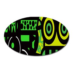 Half Grower Banner Polka Dots Circle Plaid Green Black Yellow Oval Magnet by Mariart