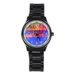 Glitchdrips Shadow Color Fire Stainless Steel Round Watch by Mariart