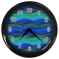 Geometric Line Wave Chevron Waves Novelty Wall Clocks (black)