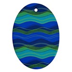 Geometric Line Wave Chevron Waves Novelty Oval Ornament (Two Sides) Back