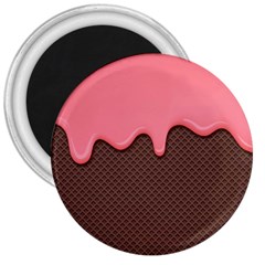 Ice Cream Pink Choholate Plaid Chevron 3  Magnets by Mariart