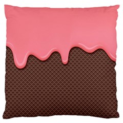 Ice Cream Pink Choholate Plaid Chevron Large Flano Cushion Case (one Side) by Mariart