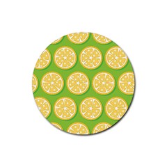 Lime Orange Yellow Green Fruit Rubber Coaster (round) 