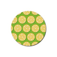 Lime Orange Yellow Green Fruit Rubber Round Coaster (4 Pack) 