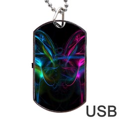 Light Waves Light Red Blue Dog Tag USB Flash (One Side)