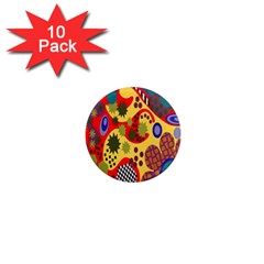 Line Star Polka Dots Plaid Circle 1  Mini Magnet (10 Pack) 