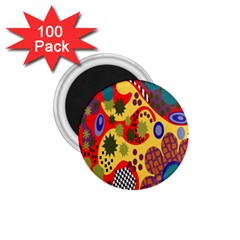 Line Star Polka Dots Plaid Circle 1 75  Magnets (100 Pack) 