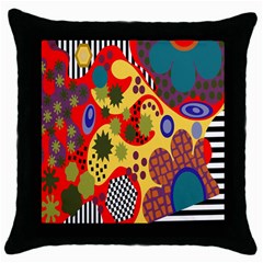 Line Star Polka Dots Plaid Circle Throw Pillow Case (black) by Mariart