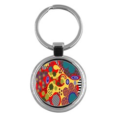 Line Star Polka Dots Plaid Circle Key Chains (round) 