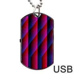 Photography Illustrations Line Wave Chevron Red Blue Vertical Light Dog Tag Usb Flash (one Side)