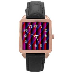 Photography Illustrations Line Wave Chevron Red Blue Vertical Light Rose Gold Leather Watch  by Mariart