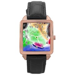 Mirror Light Rose Gold Leather Watch  by Mariart