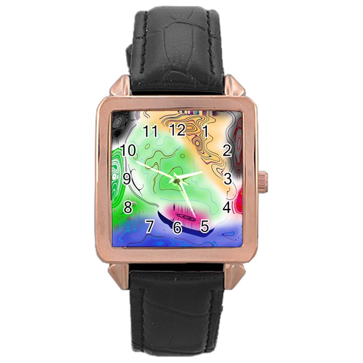 Mirror Light Rose Gold Leather Watch 