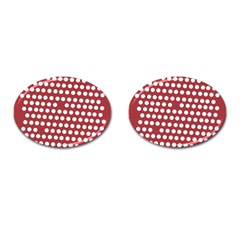 Pink White Polka Dots Cufflinks (oval) by Mariart