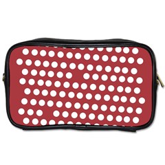 Pink White Polka Dots Toiletries Bags by Mariart