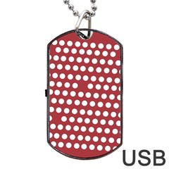 Pink White Polka Dots Dog Tag Usb Flash (two Sides)