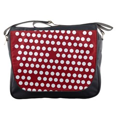 Pink White Polka Dots Messenger Bags by Mariart