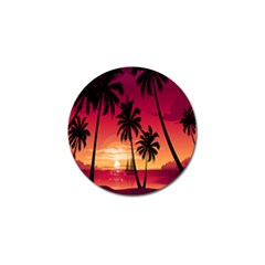 Nature Palm Trees Beach Sea Boat Sun Font Sunset Fabric Golf Ball Marker