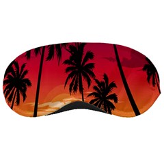 Nature Palm Trees Beach Sea Boat Sun Font Sunset Fabric Sleeping Masks by Mariart