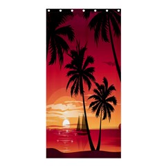 Nature Palm Trees Beach Sea Boat Sun Font Sunset Fabric Shower Curtain 36  X 72  (stall) 