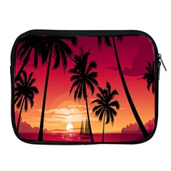 Nature Palm Trees Beach Sea Boat Sun Font Sunset Fabric Apple Ipad 2/3/4 Zipper Cases by Mariart