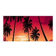 Nature Palm Trees Beach Sea Boat Sun Font Sunset Fabric Satin Wrap