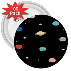 Planets Space 3  Buttons (100 Pack) 