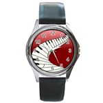 Piano Keys Music Round Metal Watch Front
