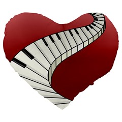 Piano Keys Music Large 19  Premium Flano Heart Shape Cushions